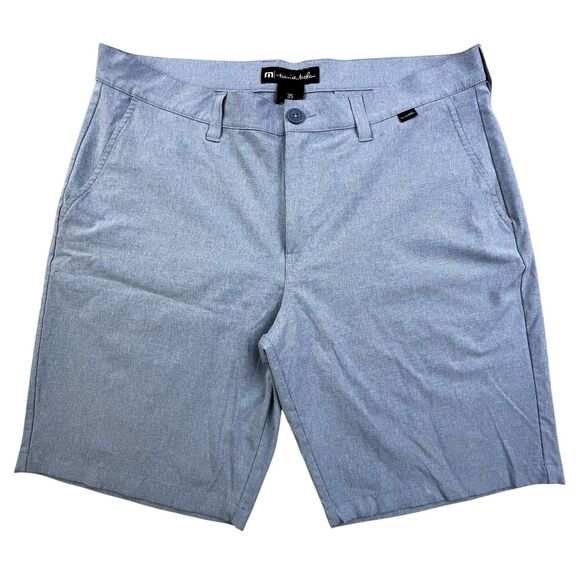 Travis Mathew Golf Shorts Mens 35 Blue Stretch 9” Inseam Casual Comfort - Picture 1 of 10